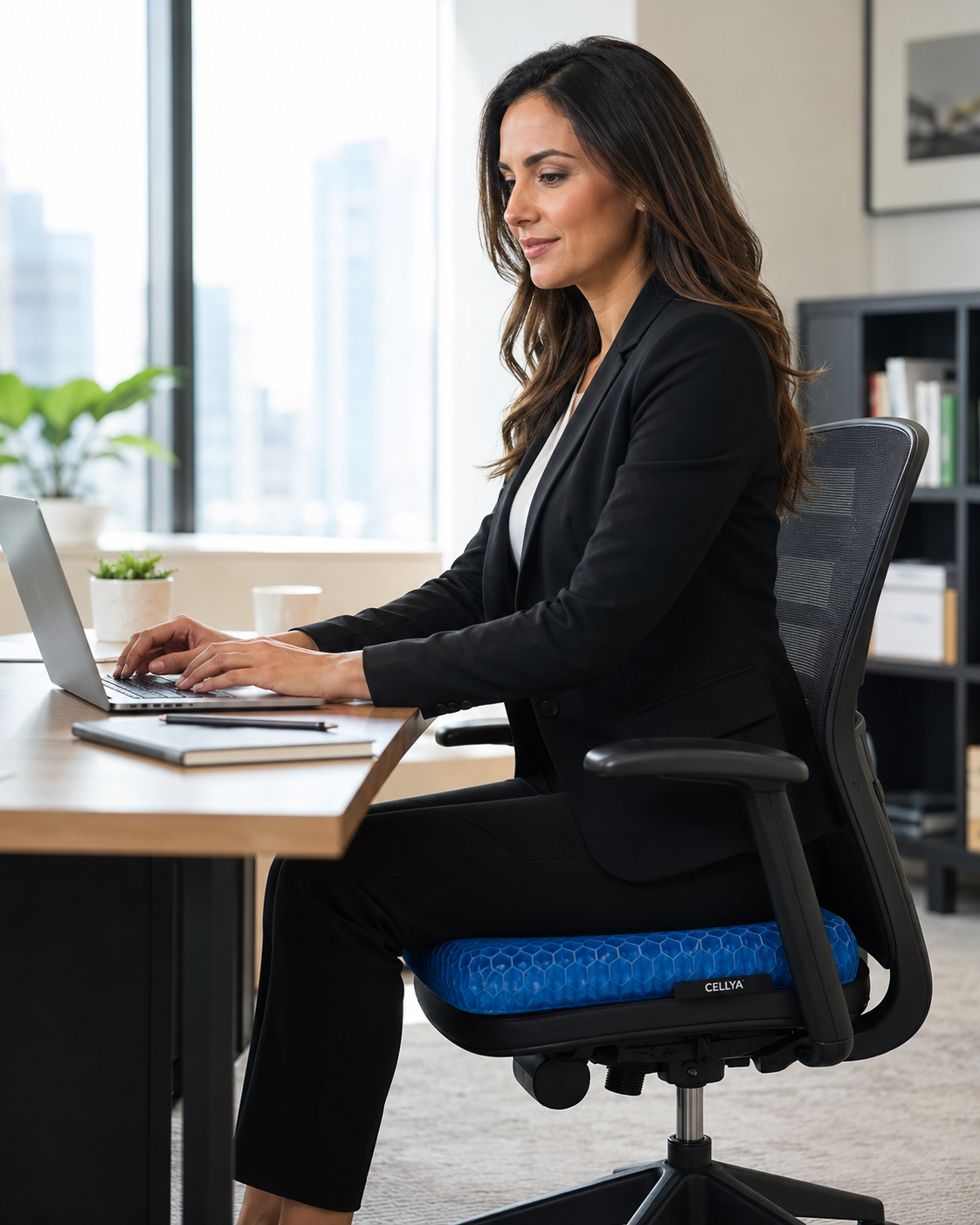 Coussin CELLYA™ — Gel Alvéolé Double Épaisseur 3,5cm — Ergonomique Bureau, Voiture & Voyage