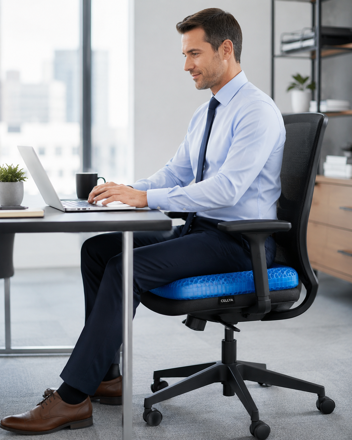 Coussin CELLYA™ — Gel Alvéolé Double Épaisseur 3,5cm — Ergonomique Bureau, Voiture & Voyage