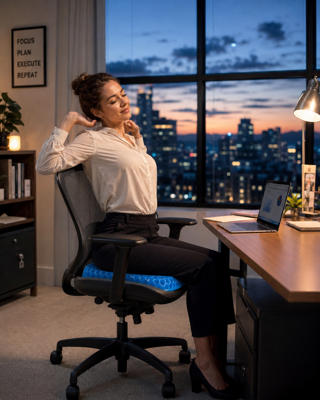 Coussin CELLYA™ — Gel Alvéolé Double Épaisseur 3,5cm — Ergonomique Bureau, Voiture & Voyage